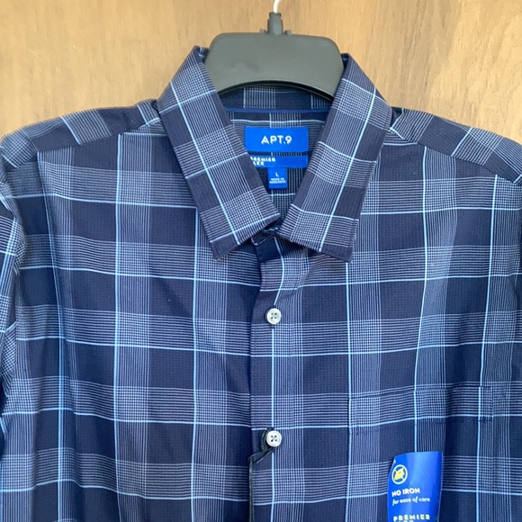 Apt 9 premier flex no iron plaid print button down shirt size L - Picture 5 of 17